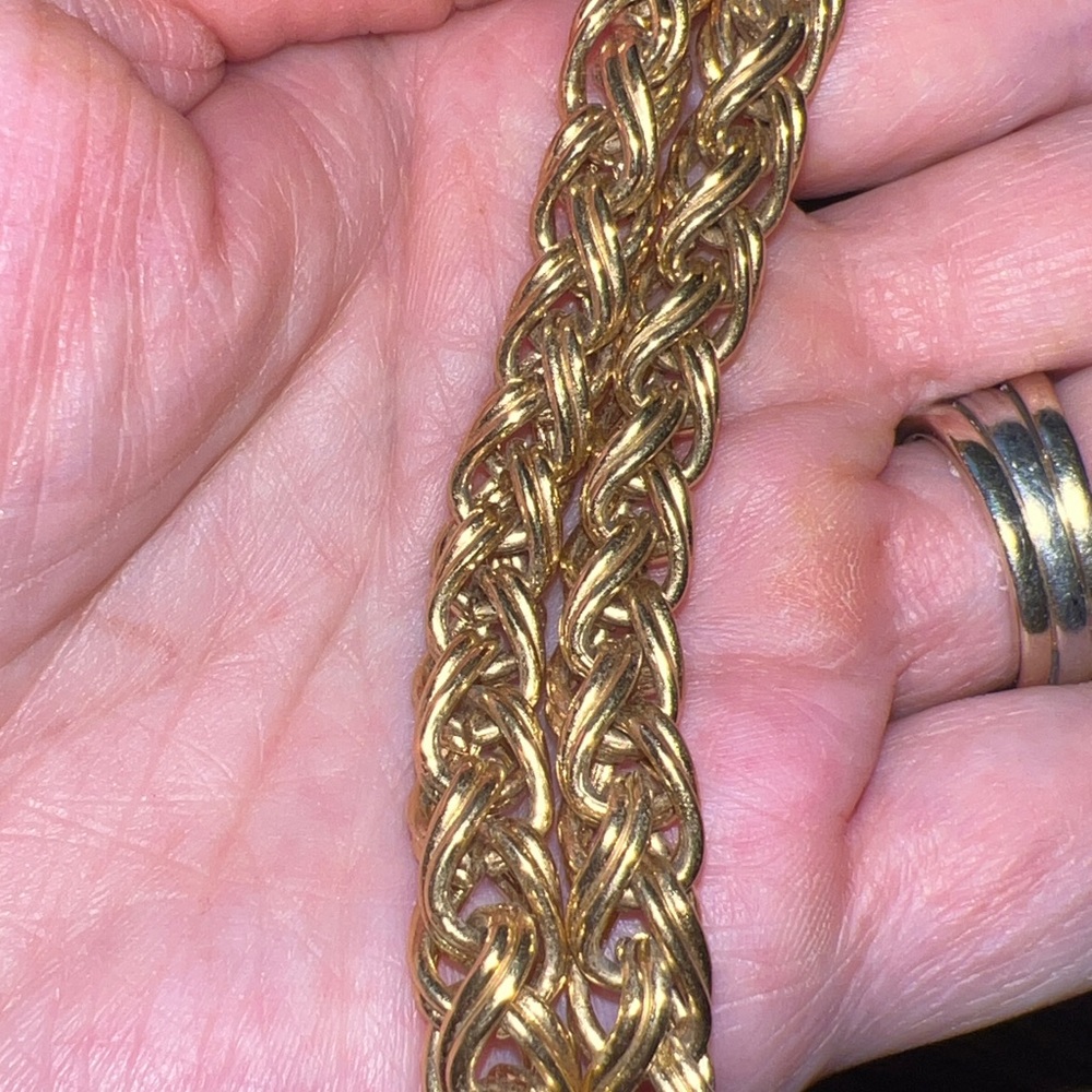 Vintage Givenchy thick Gold tone braided Rope chain necklace 16” - Picture 5 of 6